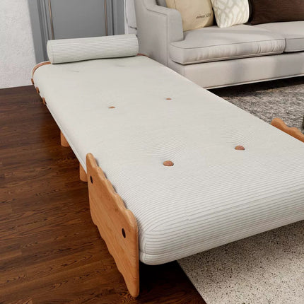 Alba Leisure Chair  White Corduroy Upholstery | Natural Wooden Frame | Cozy & Stylish