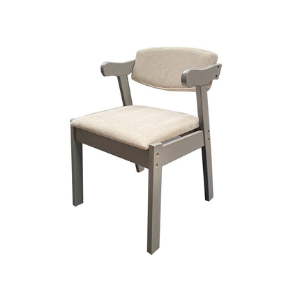 Grey Solid Wood Velvet Cushion Cow Horn Chair