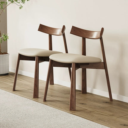 NALI Beige EP microfiber leather cushion solid wood dining chair