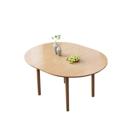Natural Wood Color Oak Round Expandable Dining Table 100cm