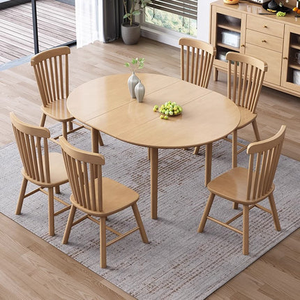 Natural Wood Color Oak Round Expandable Dining Table 100cm