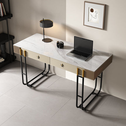 white rock board saddle leather carbon steel desk+chair two-piece set