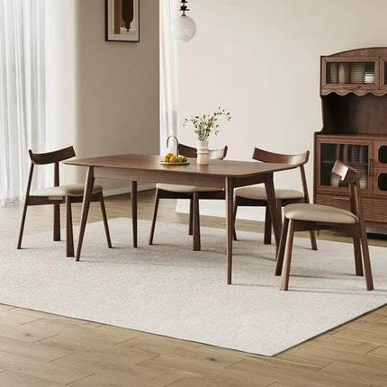 NALI Beige EP microfiber leather cushion solid wood dining chair