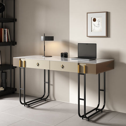 white rock board saddle leather carbon steel desk+chair two-piece set