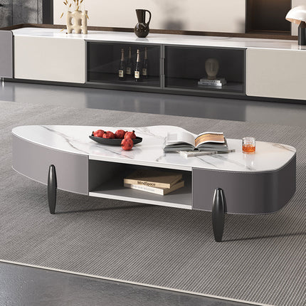 Gray saddle leather coffee table Ultra Delux Sintered Stone