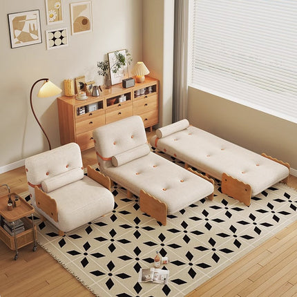 Alba Leisure Chair  White Corduroy Upholstery | Natural Wooden Frame | Cozy & Stylish