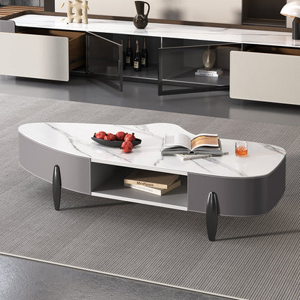 Gray saddle leather coffee table Ultra Delux Sintered Stone