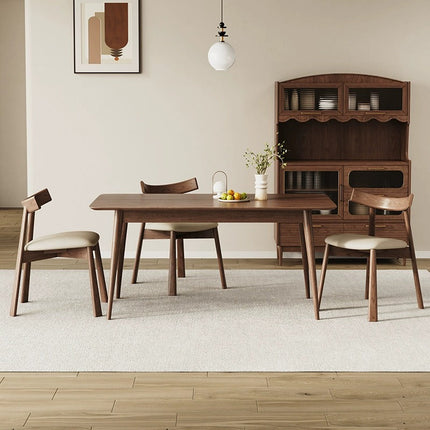 NALI Beige EP microfiber leather cushion solid wood dining chair