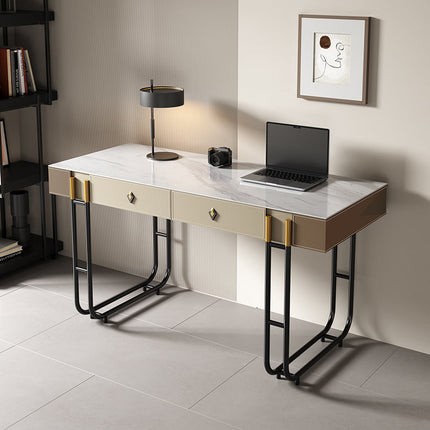 white rock board saddle leather carbon steel desk+chair two-piece set