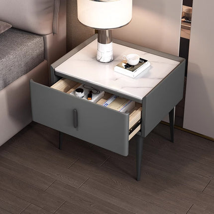 White Slate Gray Cabinet Long Leg Bedside Table