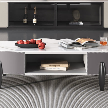 Gray saddle leather coffee table Ultra Delux Sintered Stone