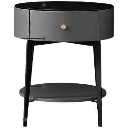 Black Tempered Glass Countertop Iron High Cabinet Foot Bedside Table