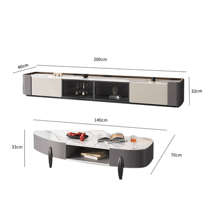 Gray saddle leather coffee table Ultra Delux Sintered Stone