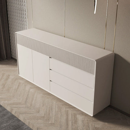 White piano striped solid wood painted dining cabinet