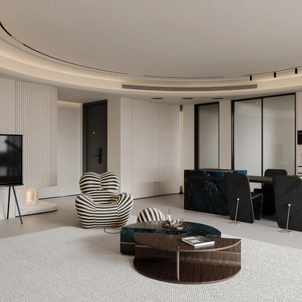 Stripe Shaped Cotton Casual Chair Large