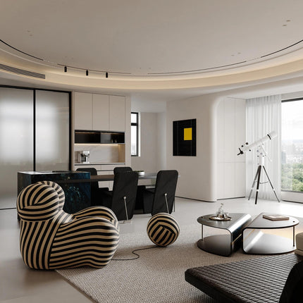 Stripe Shaped Cotton Casual Chair Large