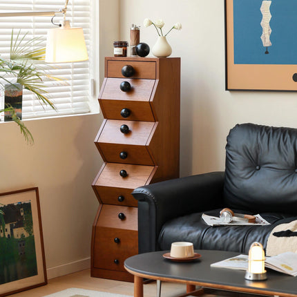 Zigzag Multi-Layer Drawer Solid Wood Cabinet