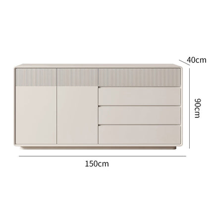 White piano striped solid wood painted dining cabinet