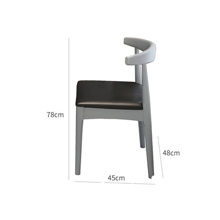 Grey Solid Wood PU Cushion Horn Chair