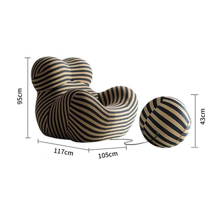 Stripe Shaped Cotton Casual Chair Large