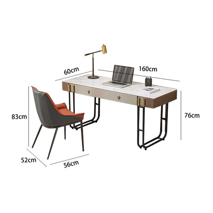 white rock board saddle leather carbon steel desk+chair two-piece set