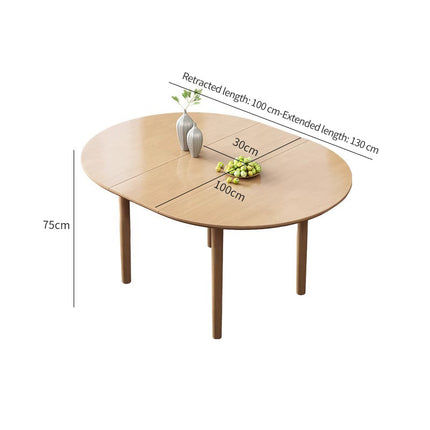 Natural Wood Color Oak Round Expandable Dining Table 100cm