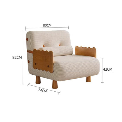 Alba Leisure Chair  White Corduroy Upholstery | Natural Wooden Frame | Cozy & Stylish