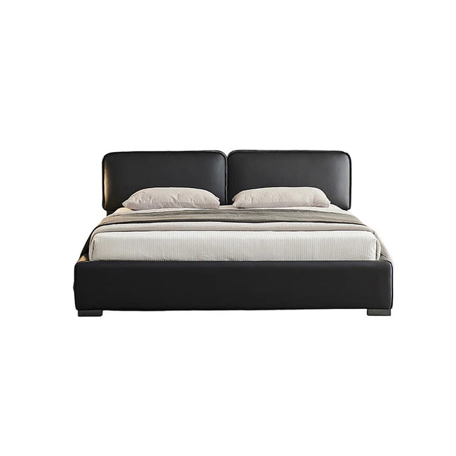 SUEDE Genuine Leather Black Cowhide Soft Bed