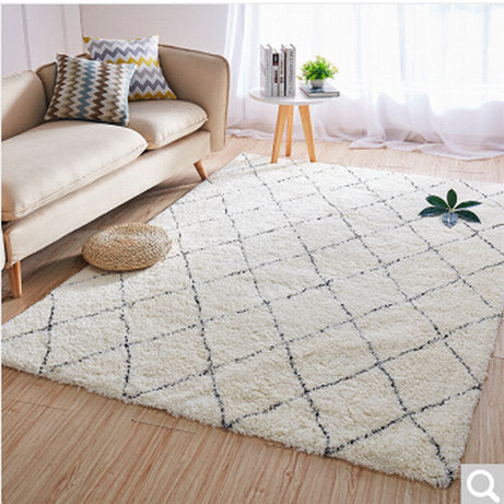 Black And White Plaid Imitation Cashmere Cotton Rug 160*230cm