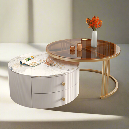 Aurea – Circular Gray &amp; White Coffee Table
