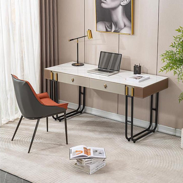 white rock board saddle leather carbon steel desk+chair two-piece set