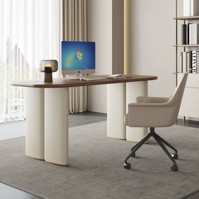 Walnut saddle leather desk