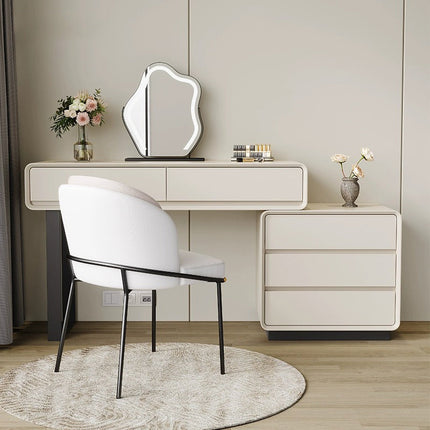 White drawer dressing cabinet+mirror+stool three piece set