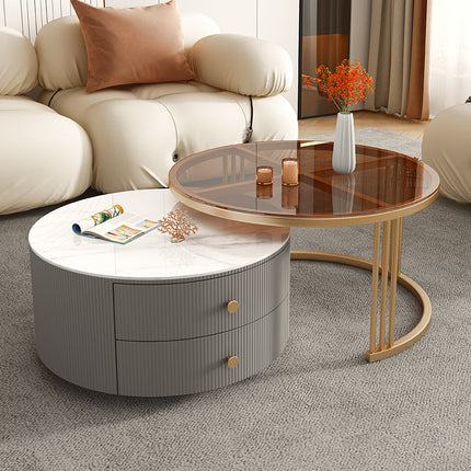 Aurea – Circular Gray &amp; White Coffee Table