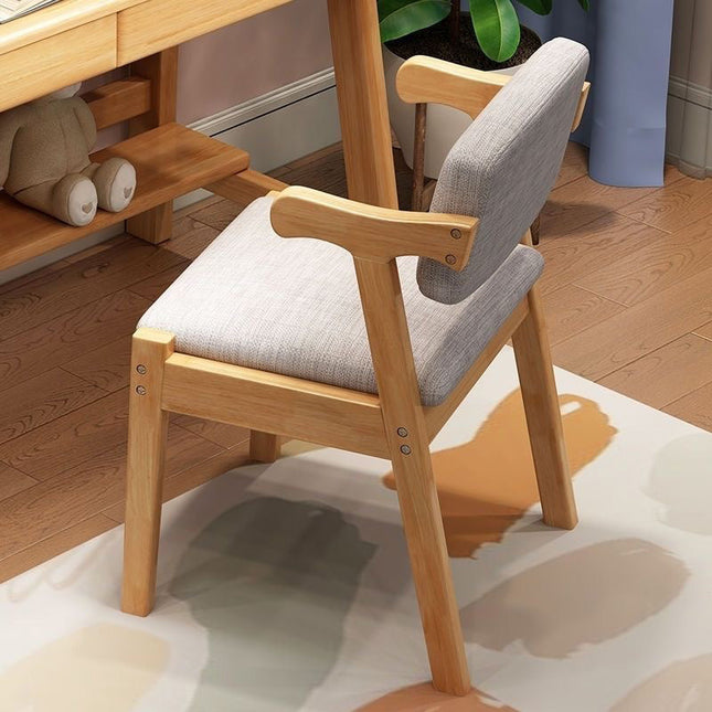 Solid wood velvet cushion cow horn chair in natural wood color