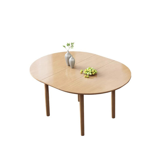 Natural Wood Color Oak Round Expandable Dining Table 100cm