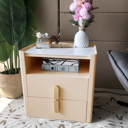 Beige Cabinet With Gold Handle Bedside Table