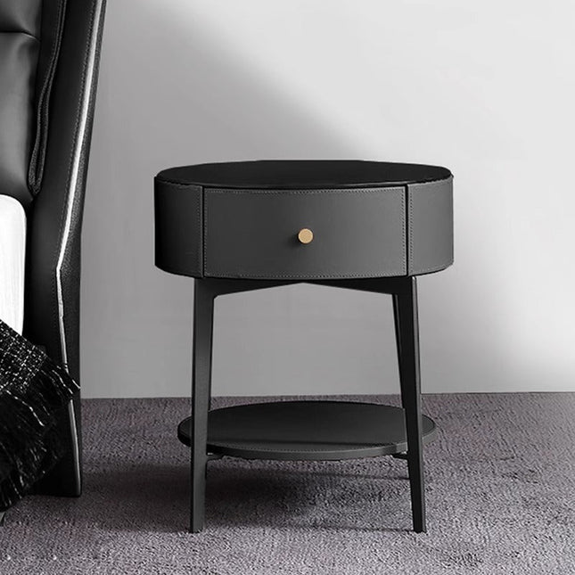 Black Tempered Glass Countertop Iron High Cabinet Foot Bedside Table