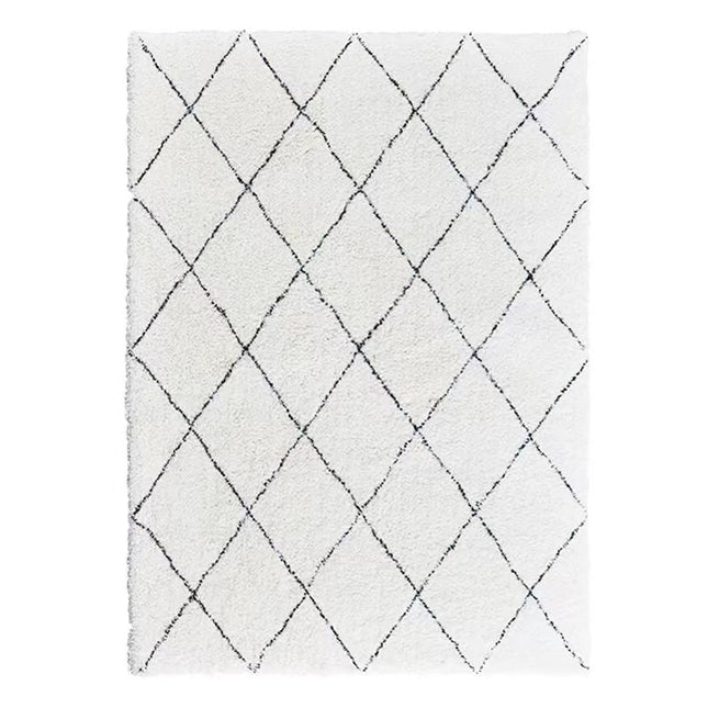 Black And White Plaid Imitation Cashmere Cotton Rug 160*230cm