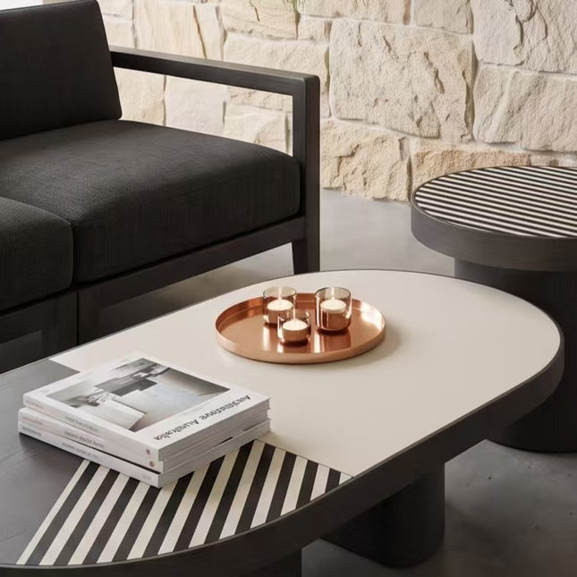 Striped Contrast Color Designer Coffee Table Set