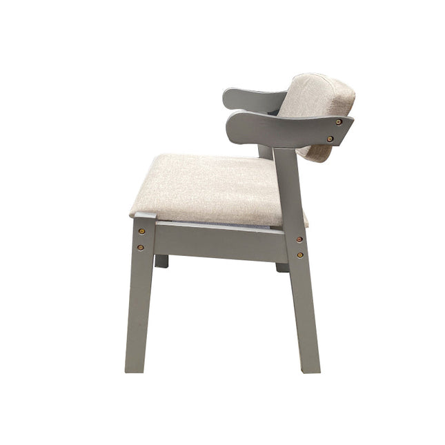 Grey Solid Wood Velvet Cushion Cow Horn Chair