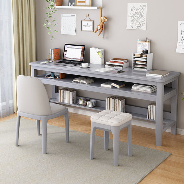 Gray solid wood multi-layer desk