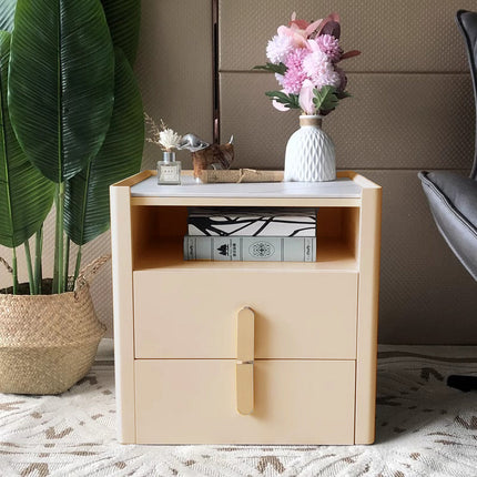 Beige Cabinet With Gold Handle Bedside Table