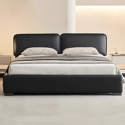 SUEDE Genuine Leather Black Cowhide Soft Bed