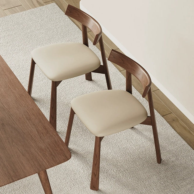 NALI Beige EP microfiber leather cushion solid wood dining chair