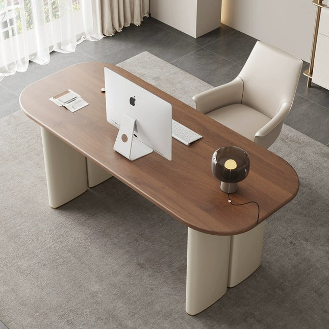 Walnut saddle leather desk