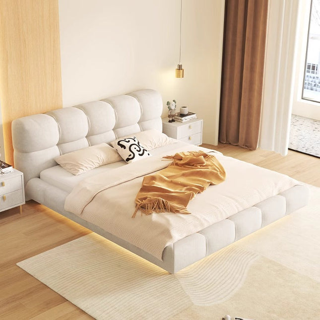 frosted cloth 4 grid bread style rice white solid wood bed 153