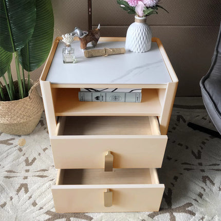 Beige Cabinet With Gold Handle Bedside Table