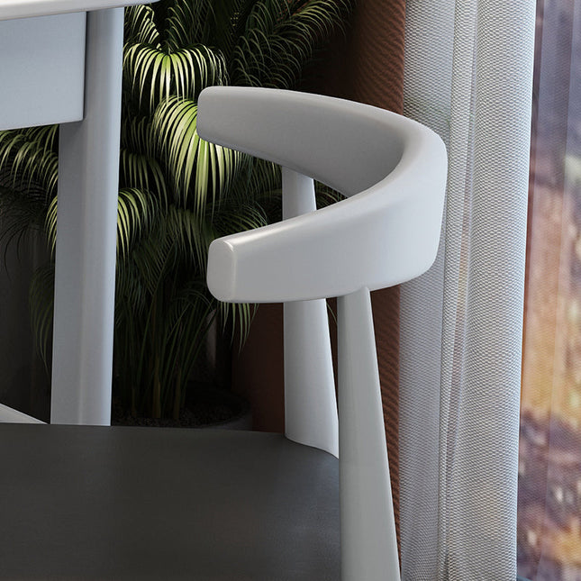 Grey Solid Wood PU Cushion Horn Chair