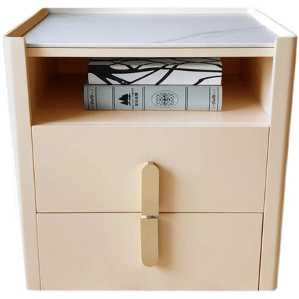 Beige Cabinet With Gold Handle Bedside Table